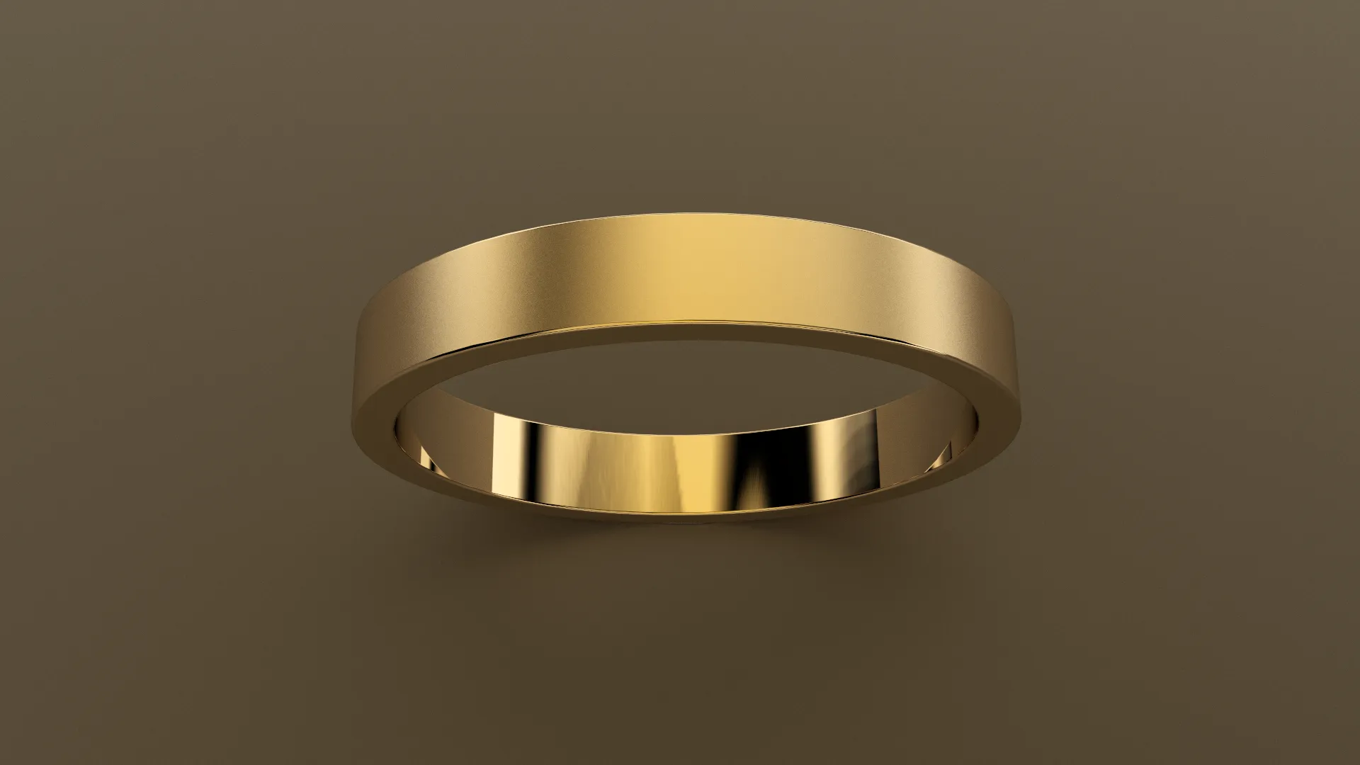 Brushed Yellow Gold 3mm Flat Wedding Band