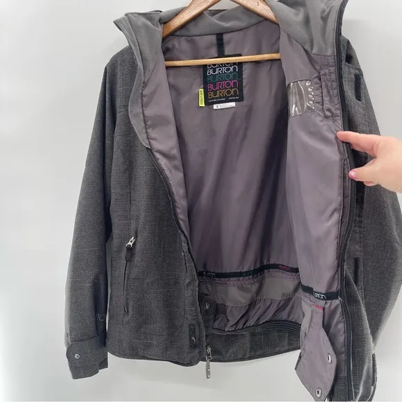 Burton Women’s Dry Ride Charcoal Woven Hooded Ski Snowboard Jacket Coat Size S
