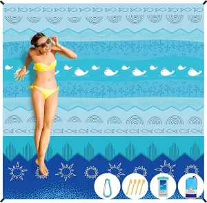BYDOLL Beach Blanket Sandproof Waterproof 78''×81''1-4 Adults Compact Lightweight Oversized Beach Blanket Large Picnic Mat Beach Blanket for Travel Camping Hiking Picnic