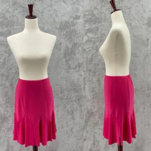 Cache NOS Vintage Hot Pink Barbiecore Disco Fit &amp; Flare Skirt Split Hem