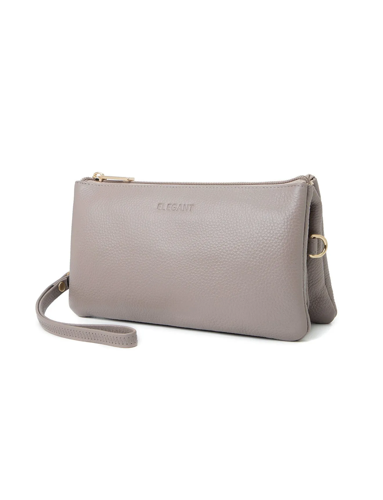 CANDICE LEATHER WALLET WITH SHOULDER STRAP- E1-0809-MOCHA