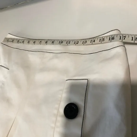CARLISLE white A-line skirt high waist side pocket