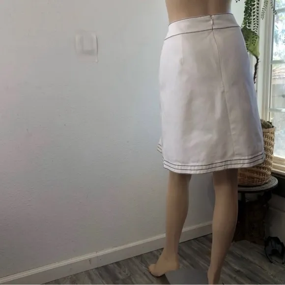 CARLISLE white A-line skirt high waist side pocket
