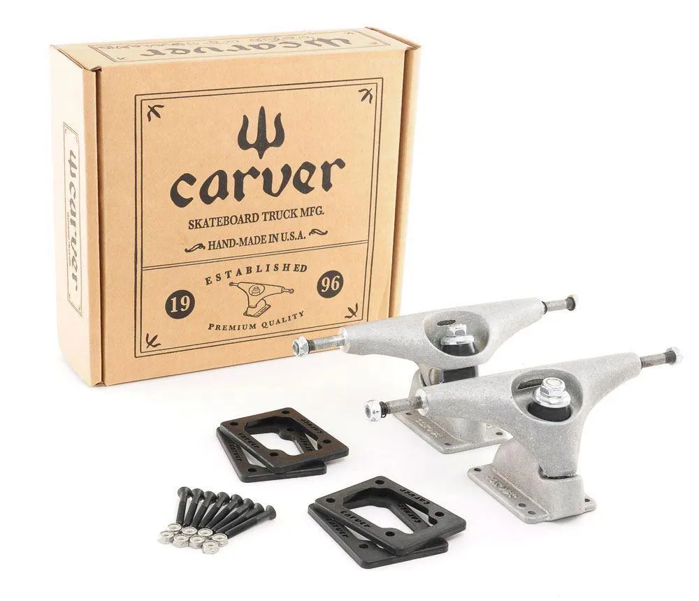 Carver 6.5" CX Surf Skateboard Truck Kit - Raw inc risers and hardware