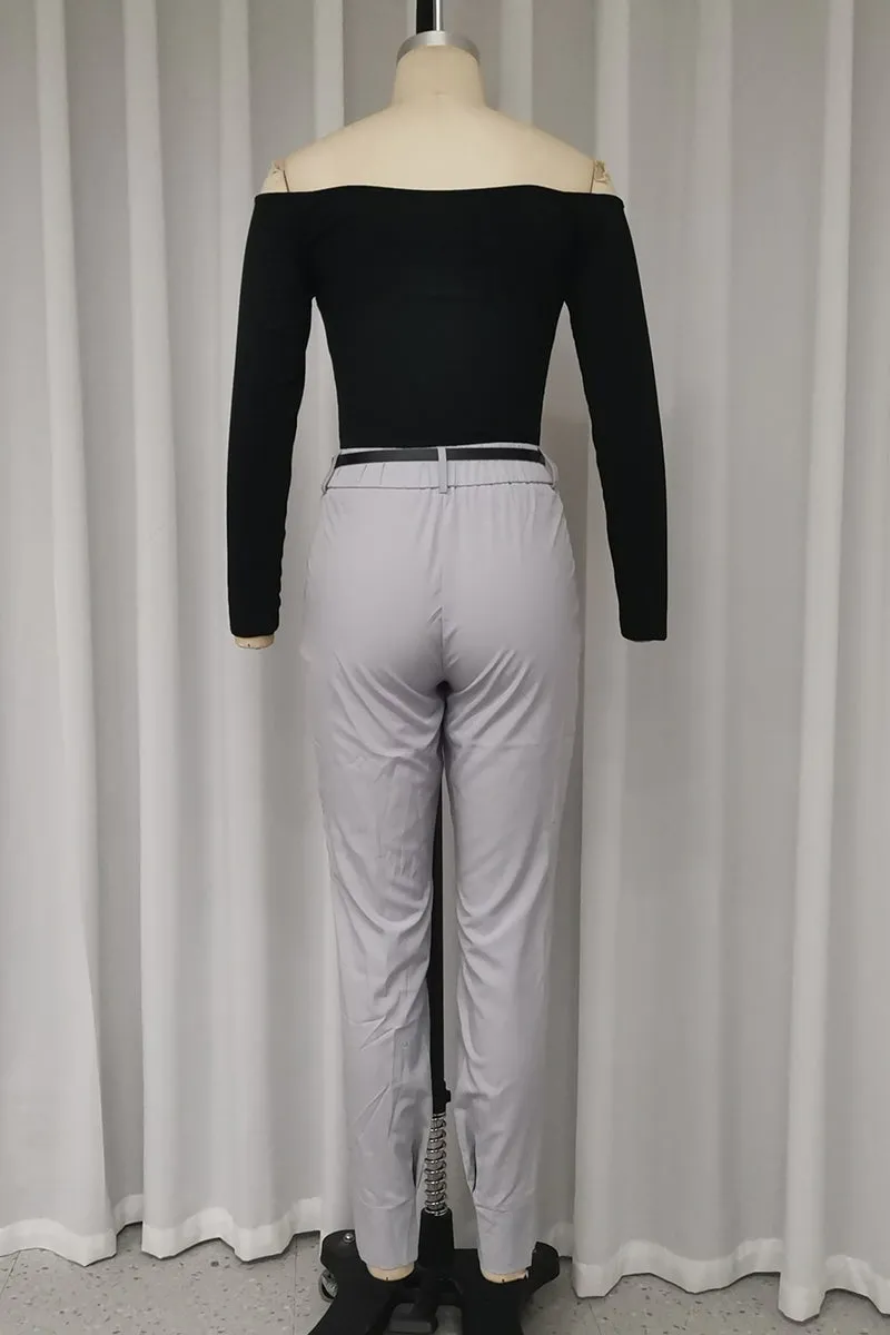 Casual Street Solid Color Pocket Ruched Off Shoulder Long Sleeve Two Pieces