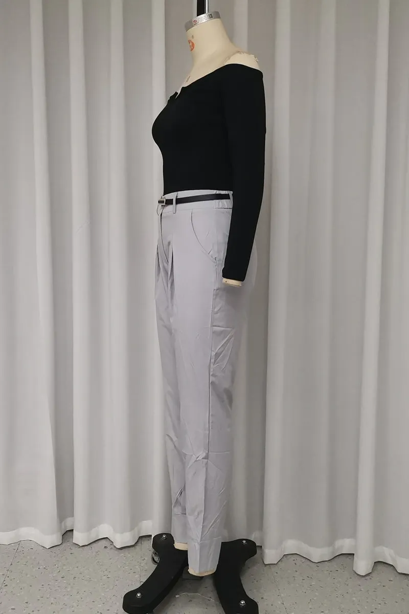 Casual Street Solid Color Pocket Ruched Off Shoulder Long Sleeve Two Pieces