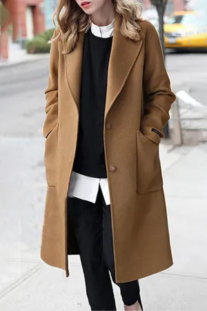 Casual Street Solid Color Pocket Turn-back Collar Outerwear(3 Colors)