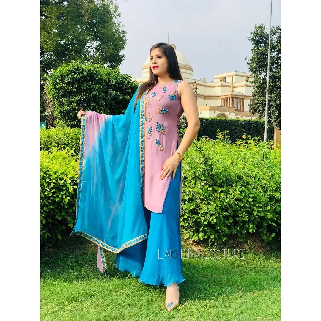 Champagne Turquoise Embroidered Suit