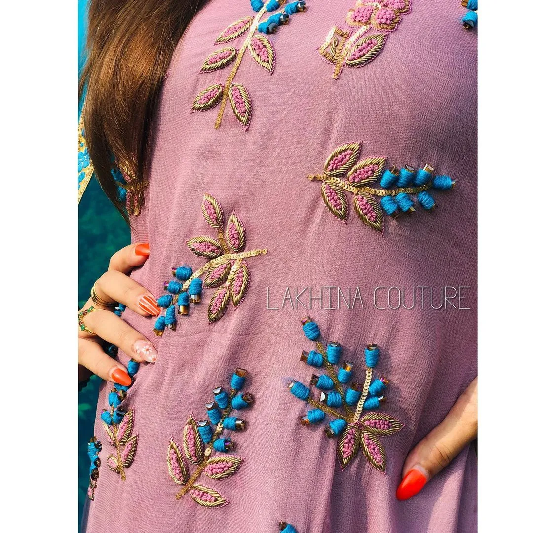 Champagne Turquoise Embroidered Suit