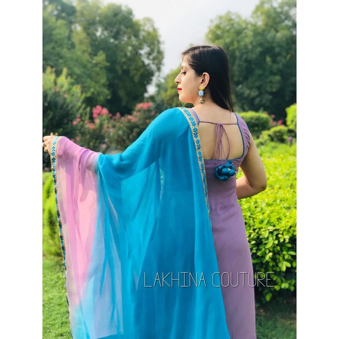 Champagne Turquoise Embroidered Suit