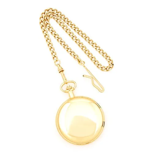 Charles Hubert 14K Gold-Finish White Dial Pocket Watch