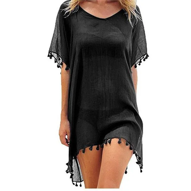 Chiffon Tassels Beach Wear Swimsuit Cover Up Swimwear