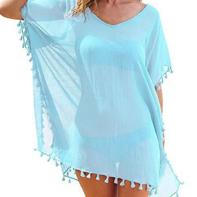 Chiffon Tassels Beach Wear Swimsuit Cover Up Swimwear