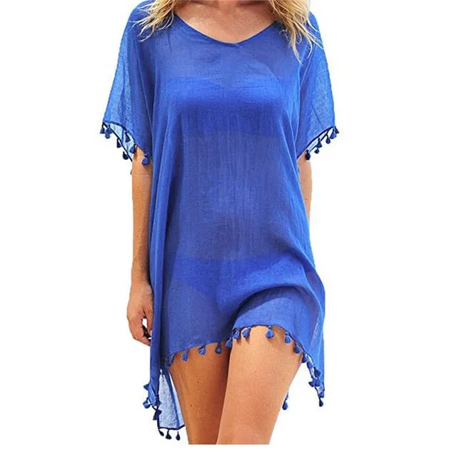 Chiffon Tassels Beach Wear Swimsuit Cover Up Swimwear