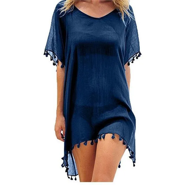 Chiffon Tassels Beach Wear Swimsuit Cover Up Swimwear