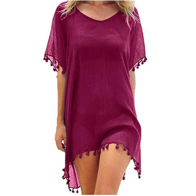 Chiffon Tassels Beach Wear Swimsuit Cover Up Swimwear