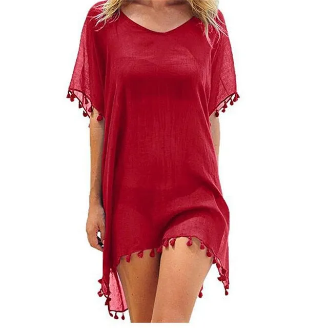 Chiffon Tassels Beach Wear Swimsuit Cover Up Swimwear