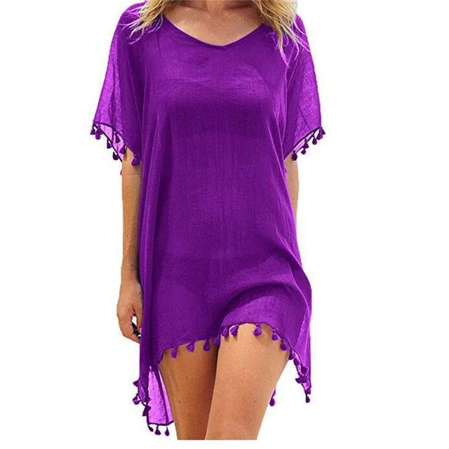 Chiffon Tassels Beach Wear Swimsuit Cover Up Swimwear