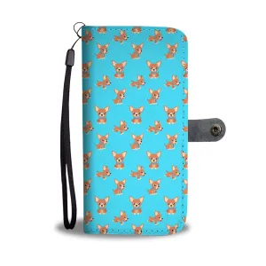 Chihuahua Cartoon Phone Case Wallet  - Blue