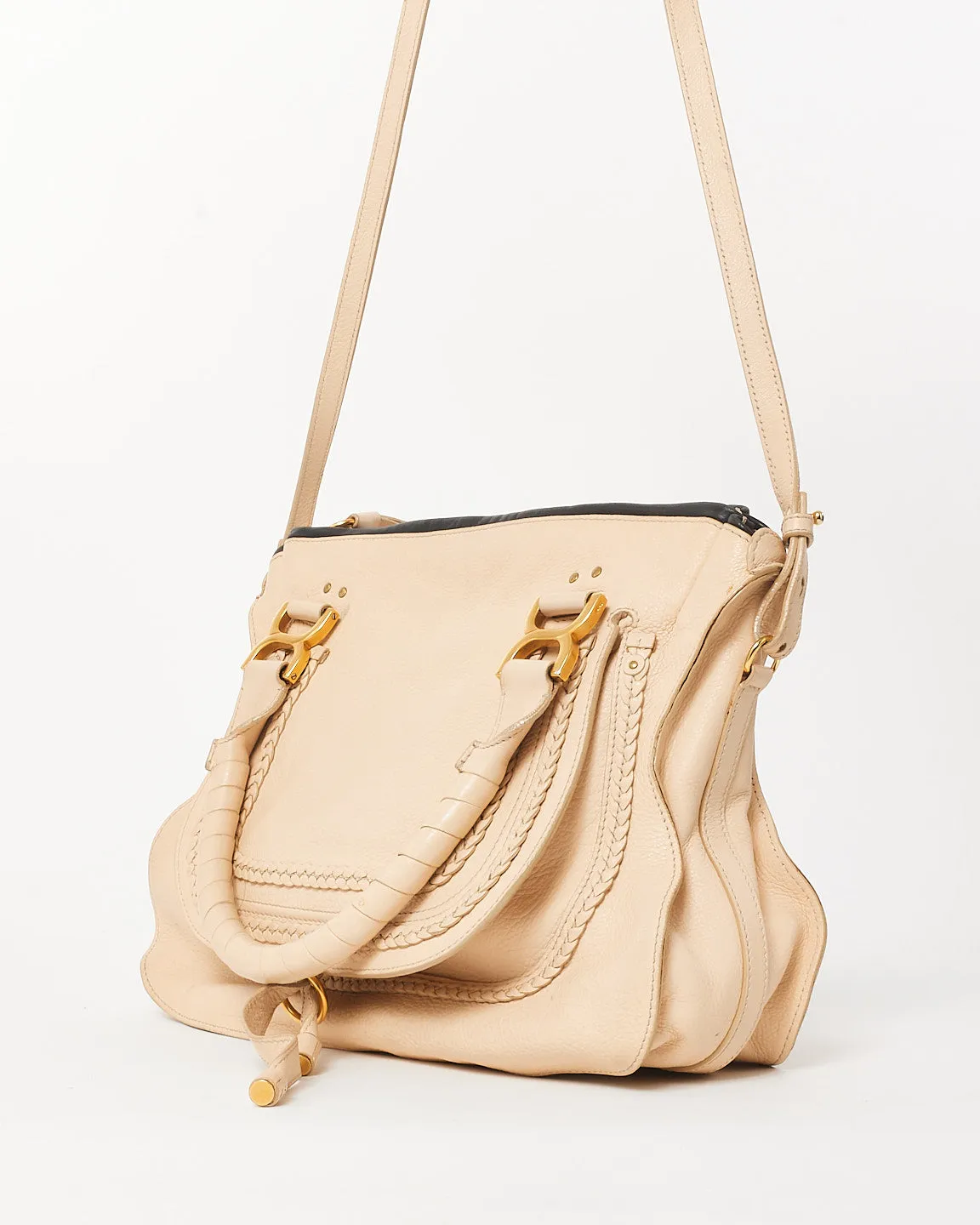 Chloé White Leather Medium Double Marcie Shoulder Bag