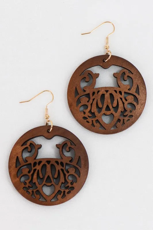 Circle Wood Earrings