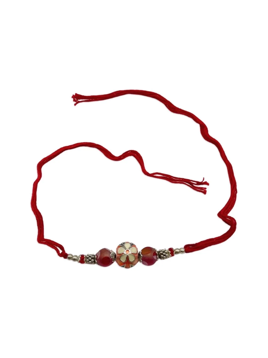 (Combo of 3) Designer Rakhi Meenakari Blue/Navy Blue/Orange Kundan Bead With multicolour Thread Rakhi