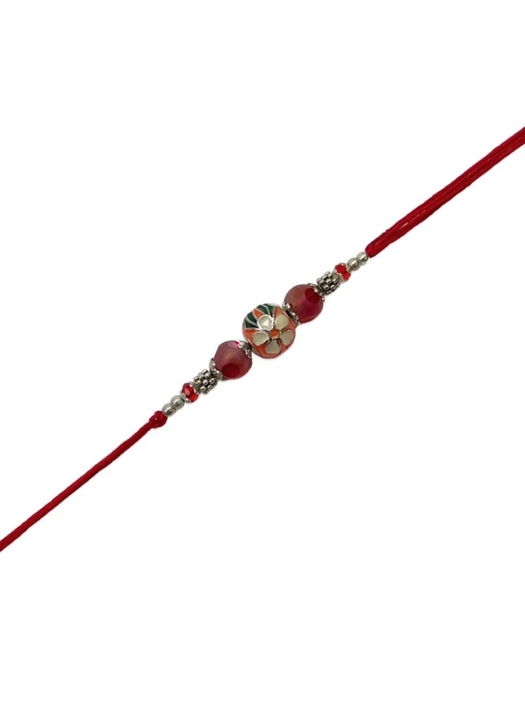 (Combo of 3) Designer Rakhi Meenakari Blue/Navy Blue/Orange Kundan Bead With multicolour Thread Rakhi