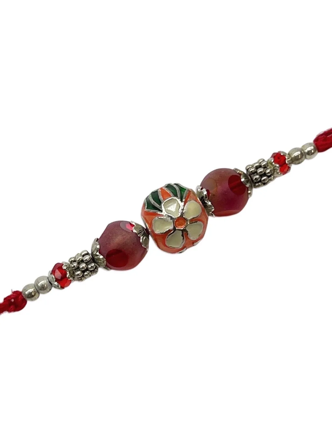(Combo of 3) Designer Rakhi Meenakari Blue/Navy Blue/Orange Kundan Bead With multicolour Thread Rakhi