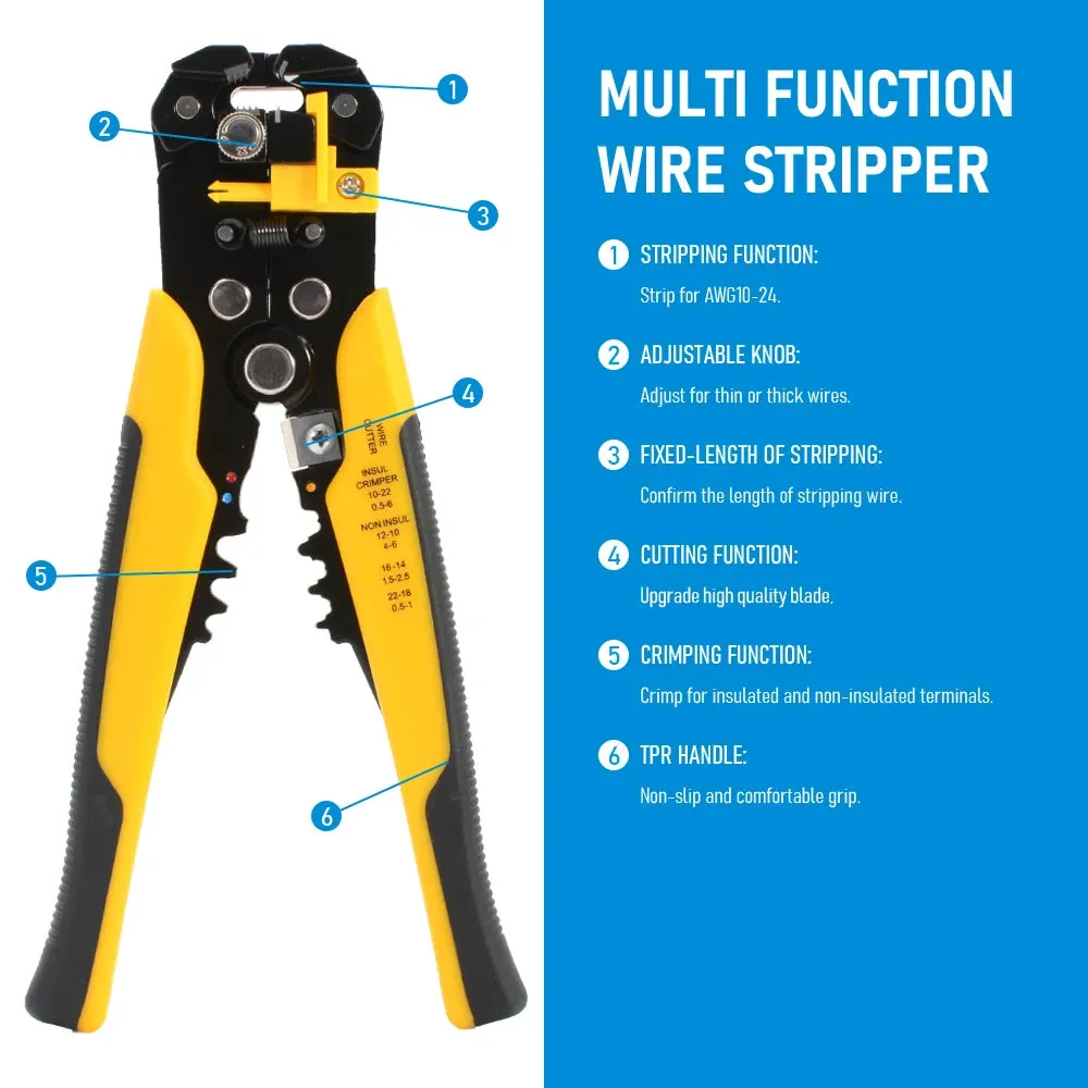 Cortador de cabo crimper ajustável automático descascador de fio multifuncional alicate terminal ferramenta mão