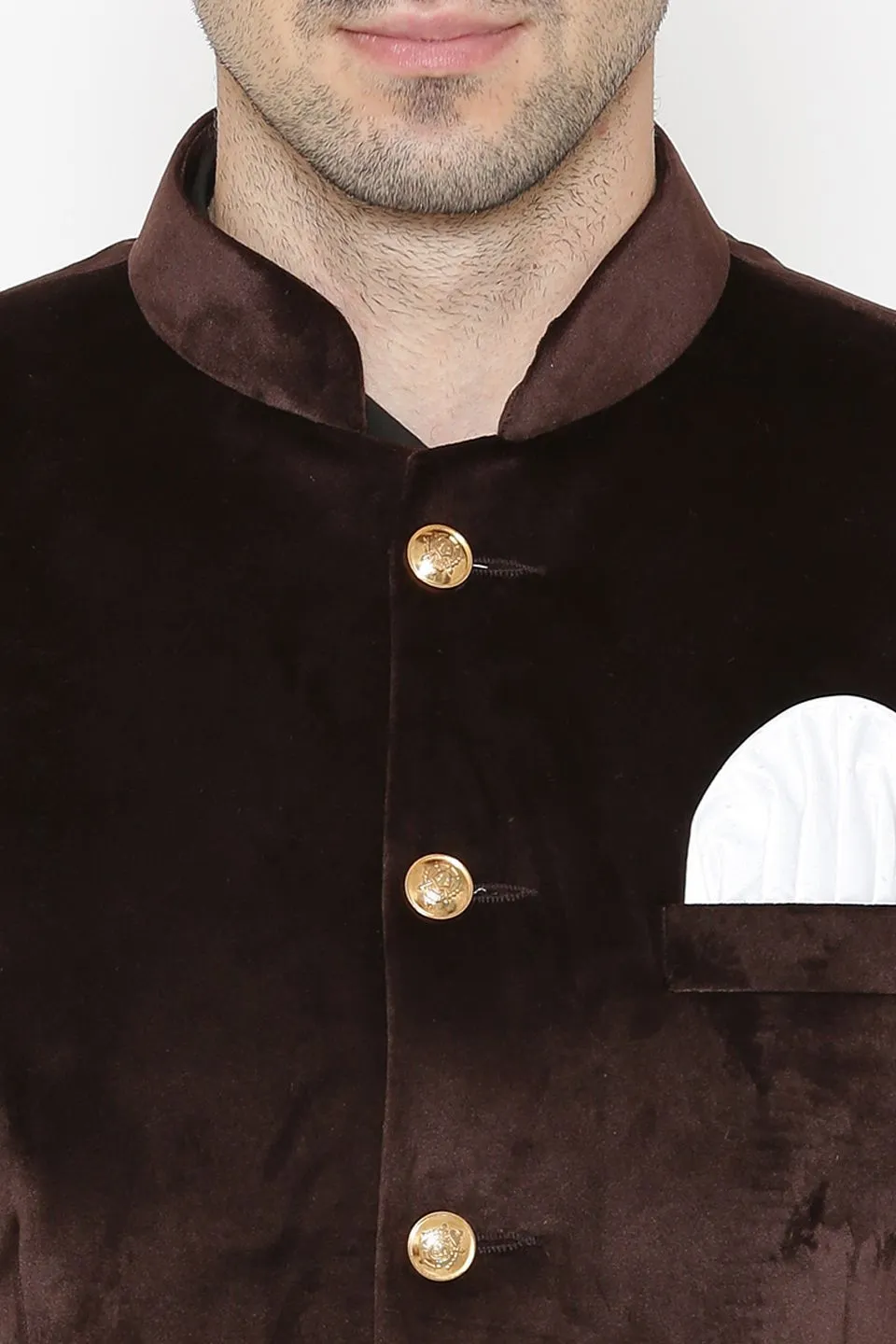 Cotton Velvet Brown Bandhgala