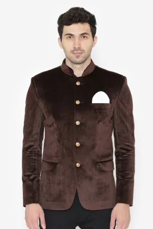 Cotton Velvet Brown Bandhgala