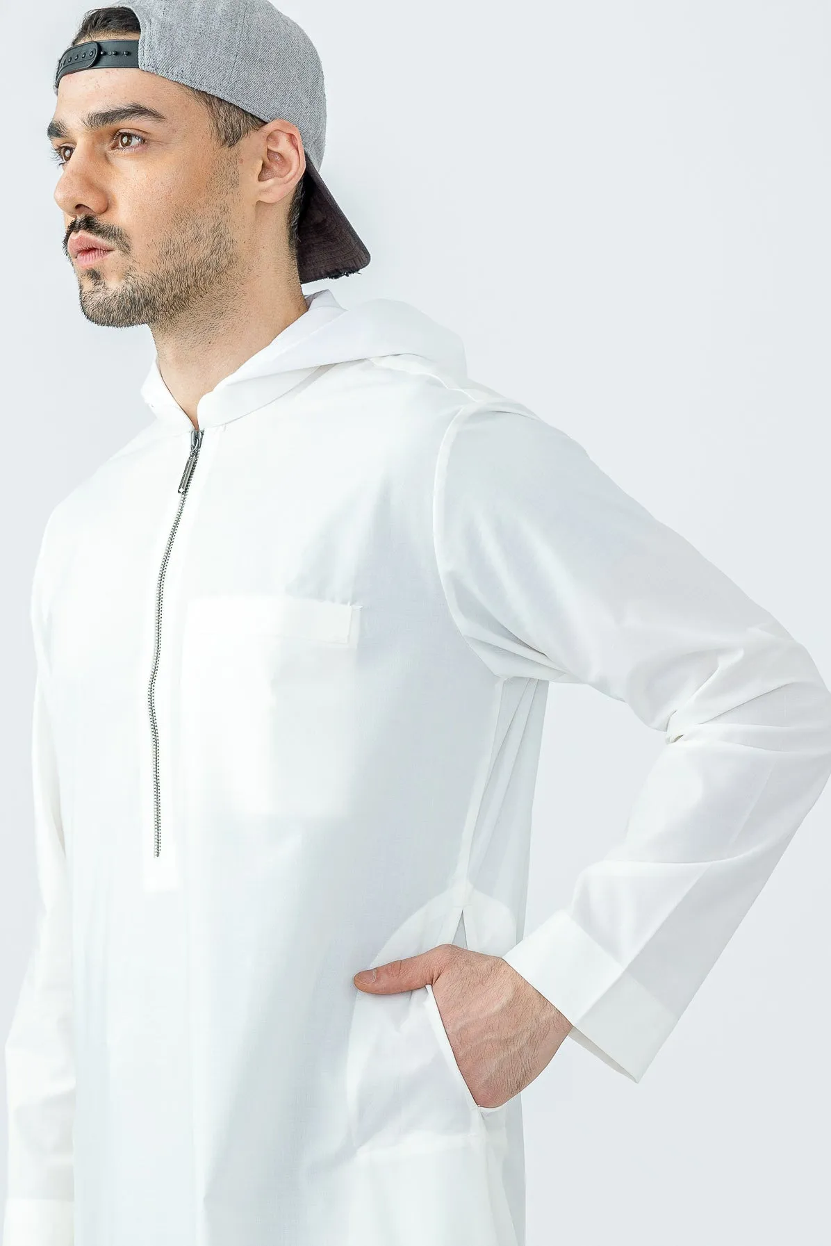 Cream Urban Kids Hooded Thobe