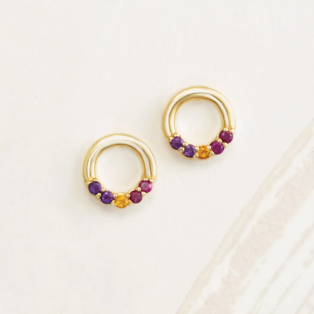 Customized Gemstone Hoop Stud Earrings
