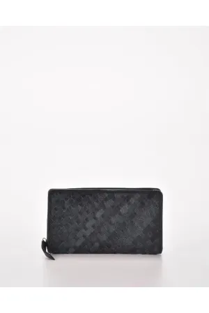 Deakin Leather Woven Wallet Navy