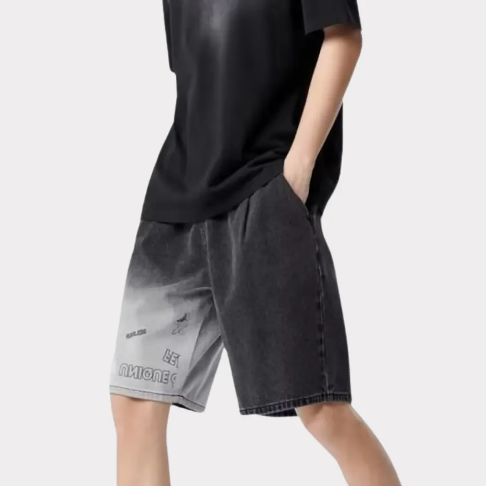 Designed Gradient Letter Drawstring Shorts