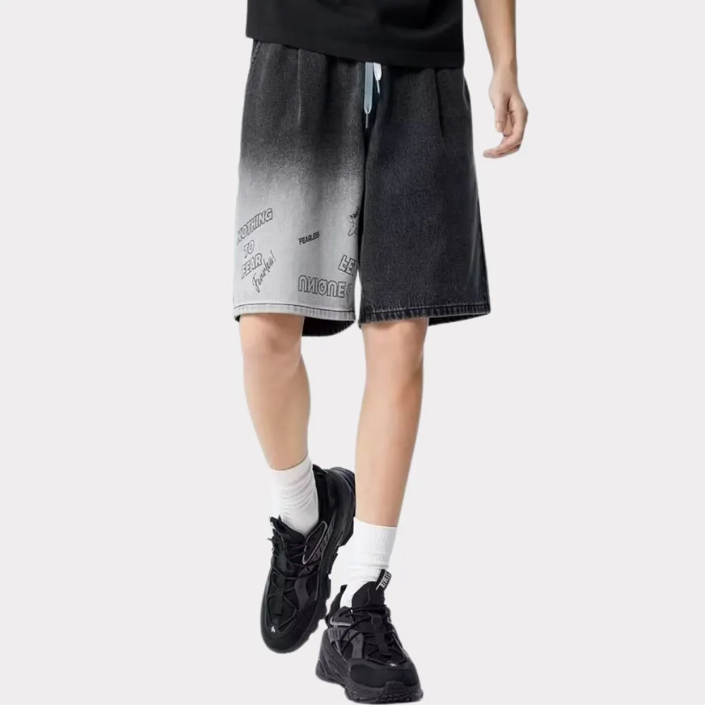 Designed Gradient Letter Drawstring Shorts