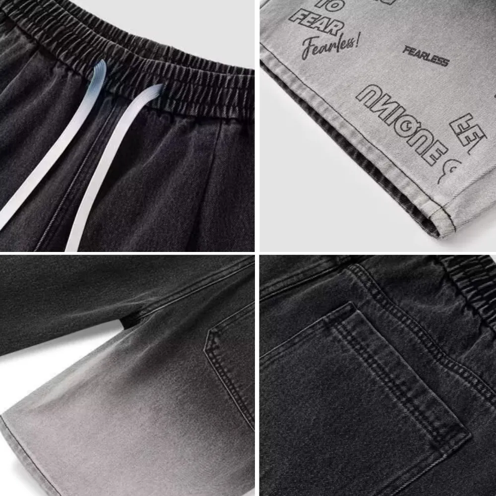 Designed Gradient Letter Drawstring Shorts