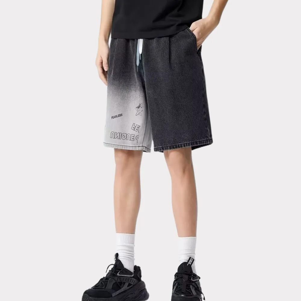 Designed Gradient Letter Drawstring Shorts