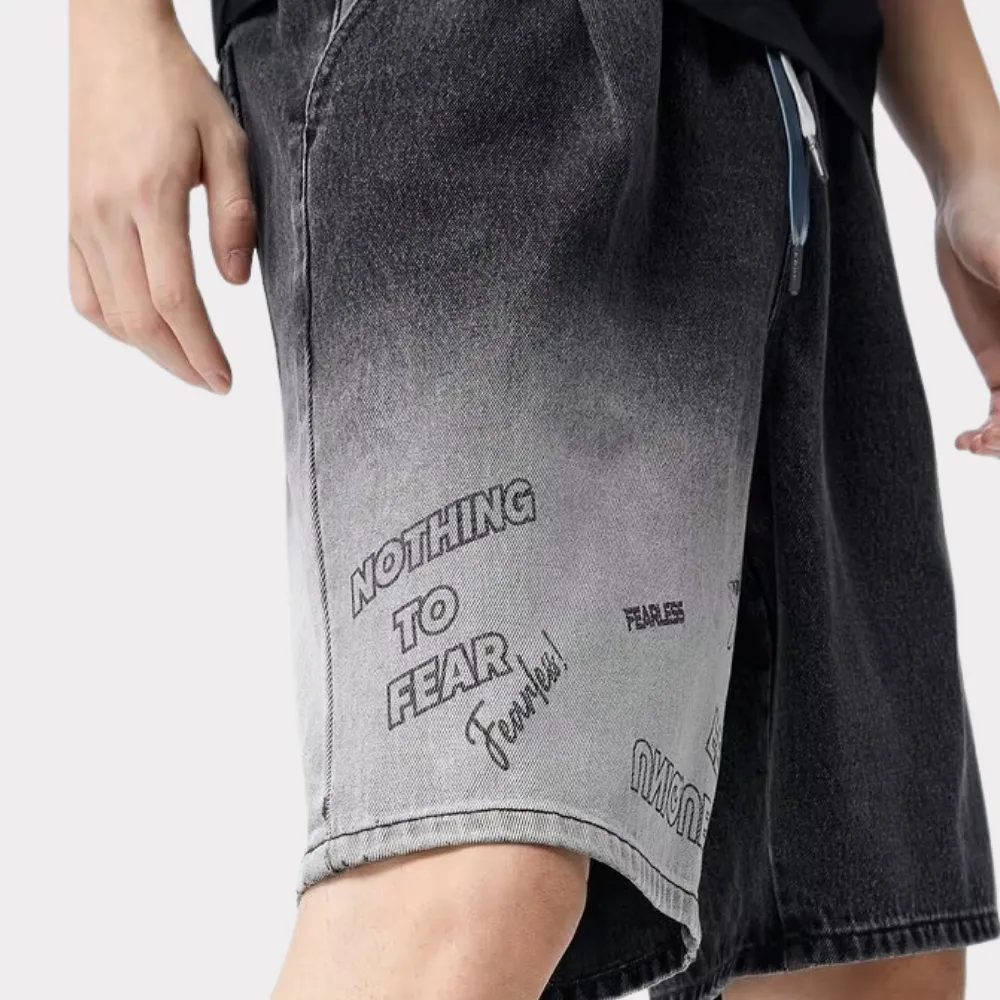Designed Gradient Letter Drawstring Shorts