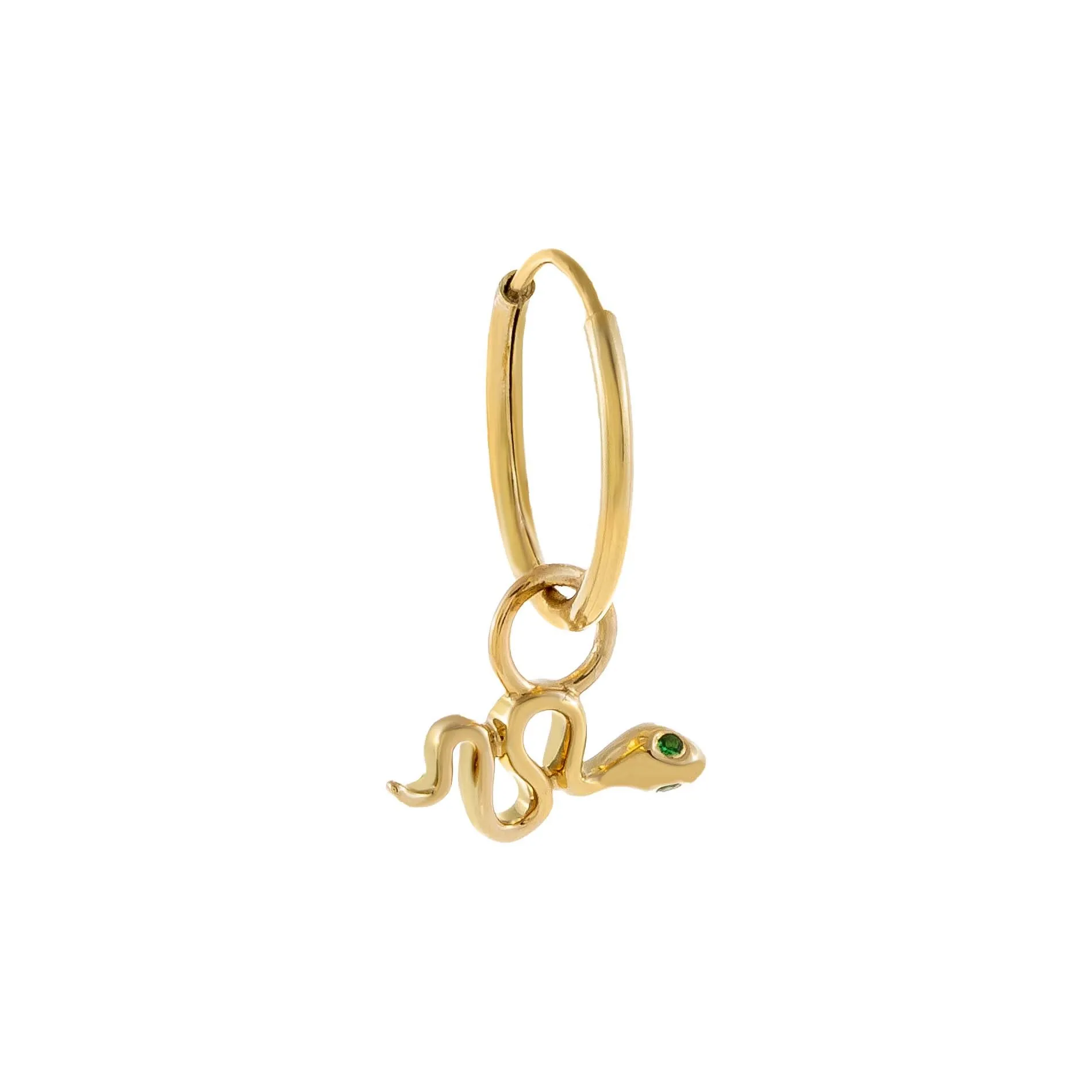 Diamond Snake Charm Huggie Earring 14K