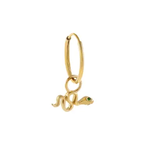 Diamond Snake Charm Huggie Earring 14K