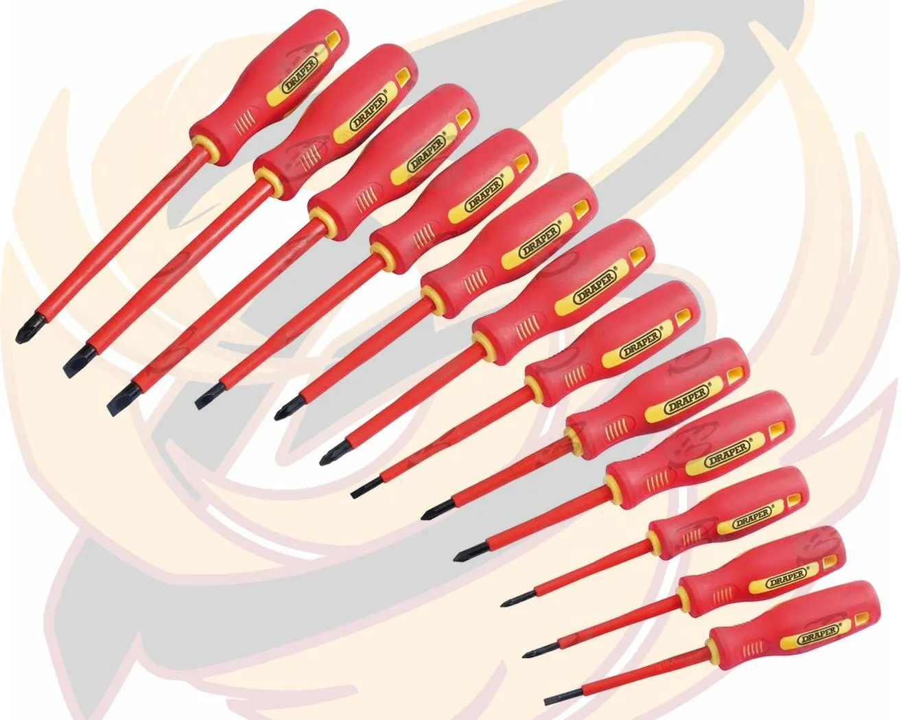 DRAPER 12PCS VDE SCREWDRIVER SET ( SLOTTED - PHILLIPS - POZIDRIVE )