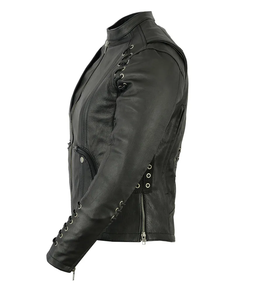 DS Women's Stylish Jacket with Grommet and Lacing Accents