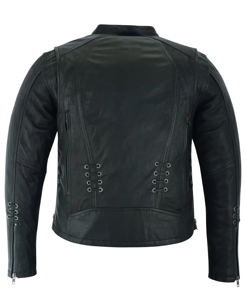 DS Women's Stylish Jacket with Grommet and Lacing Accents