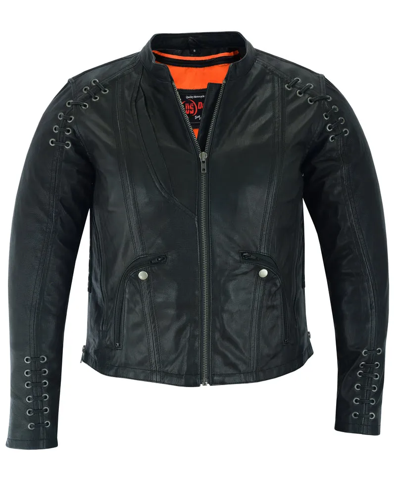 DS Women's Stylish Jacket with Grommet and Lacing Accents