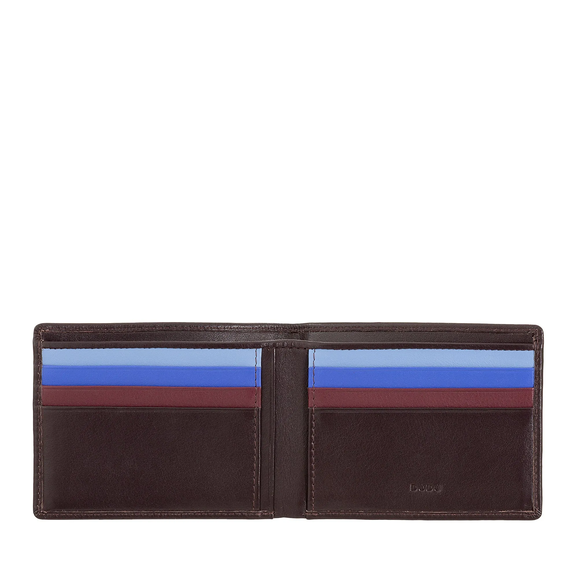 DUDU Men's Wallet Rfid Block In Small Skfully Scheme Leather Pocket With Credit Card Slot