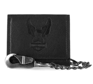 Eagle Trifold Wallet With Chain - Black