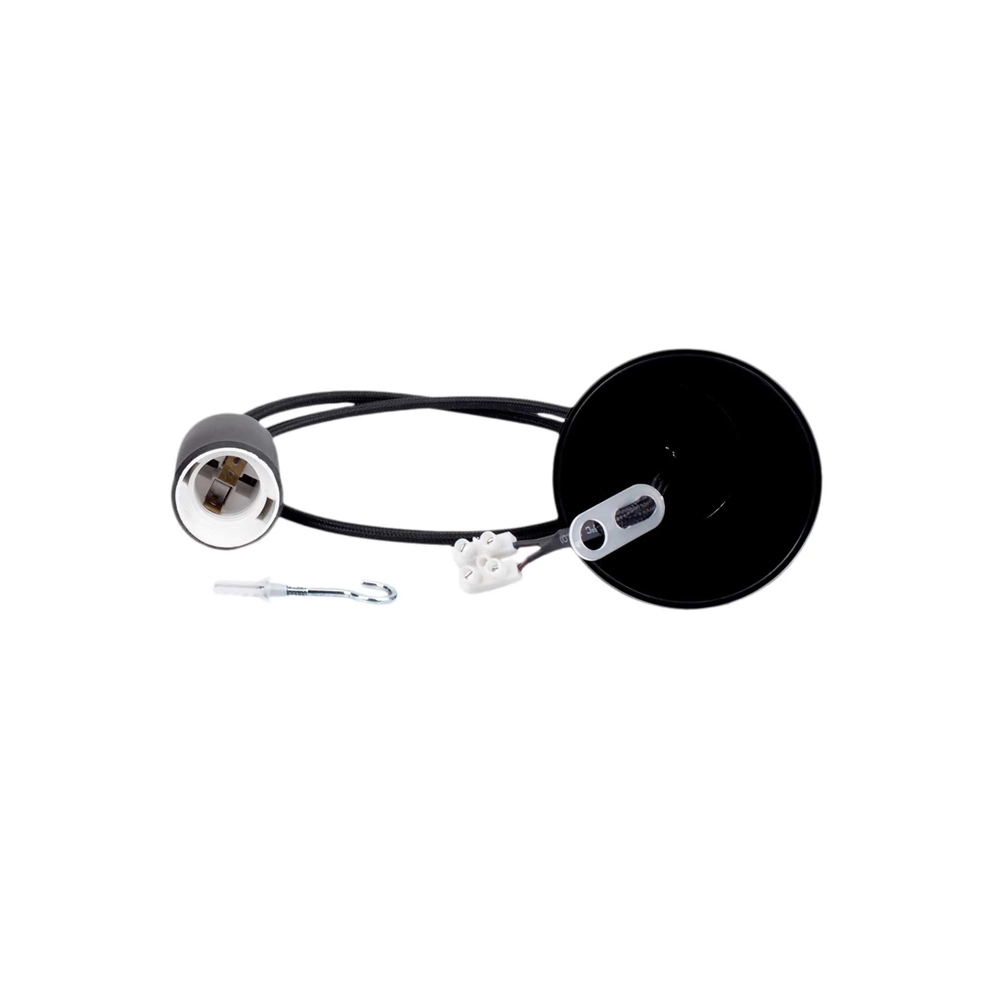 ElekTek Pendant Light Ceiling Rose Braided Flex E27 Silicone Lamp Holder