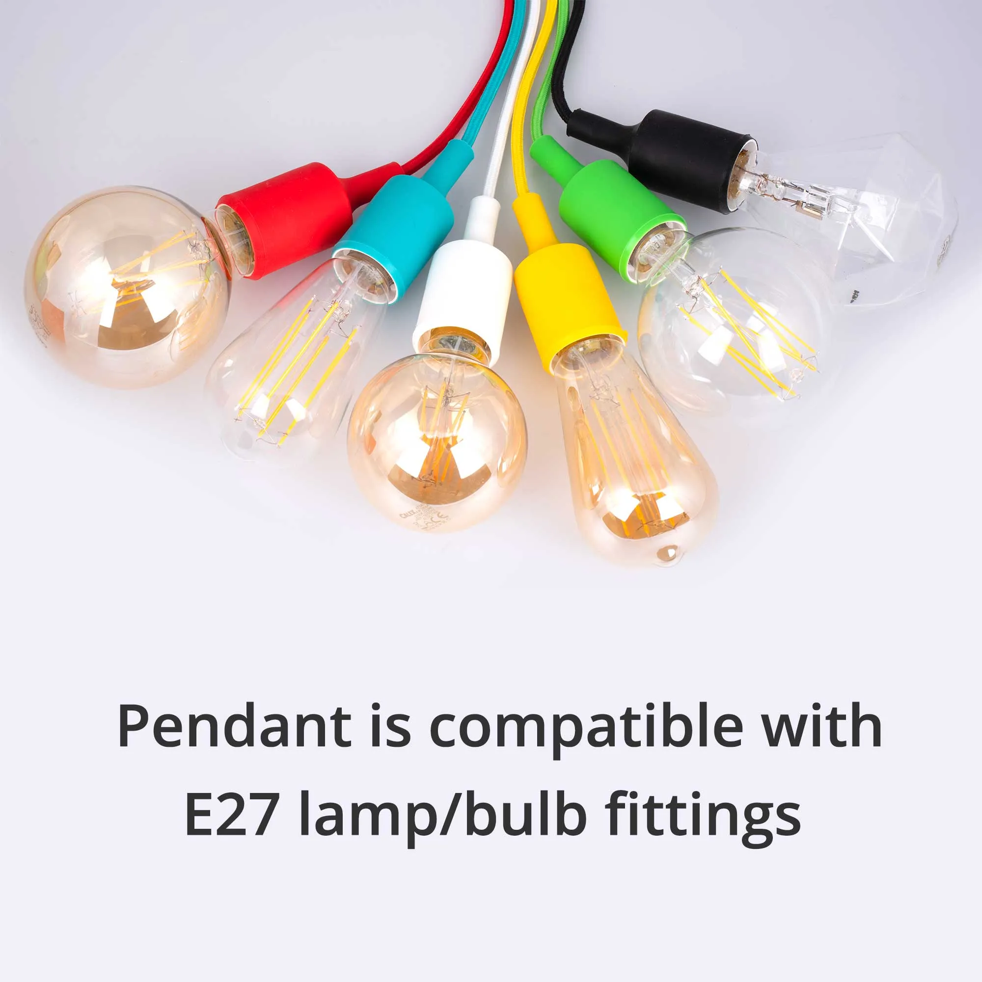 ElekTek Pendant Light Ceiling Rose Braided Flex E27 Silicone Lamp Holder