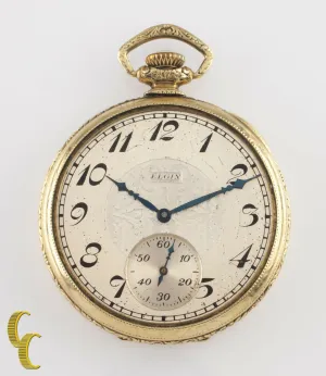 Elgin Antique Open Face Gold Filled Pocket Watch Gr 345 Size 12 17 Jewel